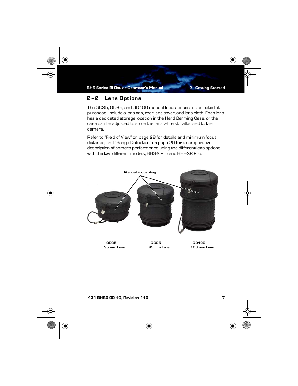 2–2 lens options, Lens options | Armasight TFT263BN0BHSXRP FLIR BHS-XR Command 640x480 Thermal Bi-ocular, no lens 30Hz, PAL User Manual | Page 13 / 38
