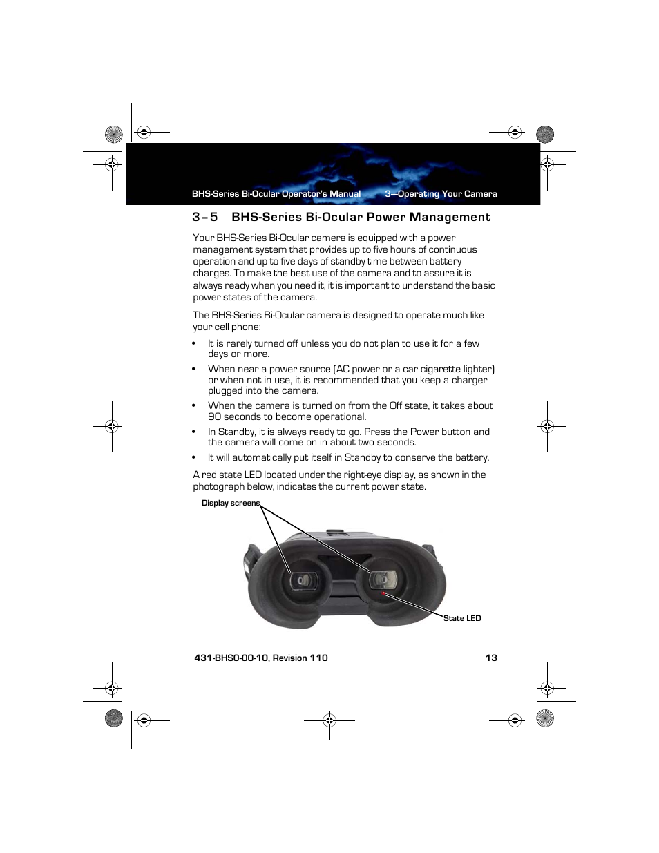 3–5 bhs-series bi-ocular power management, Bhs-series bi-ocular power management | Armasight TFT263BN0BHSXRP FLIR BHS-XR Command 640x480 Thermal Bi-ocular, no lens 30Hz, PAL User Manual | Page 19 / 38