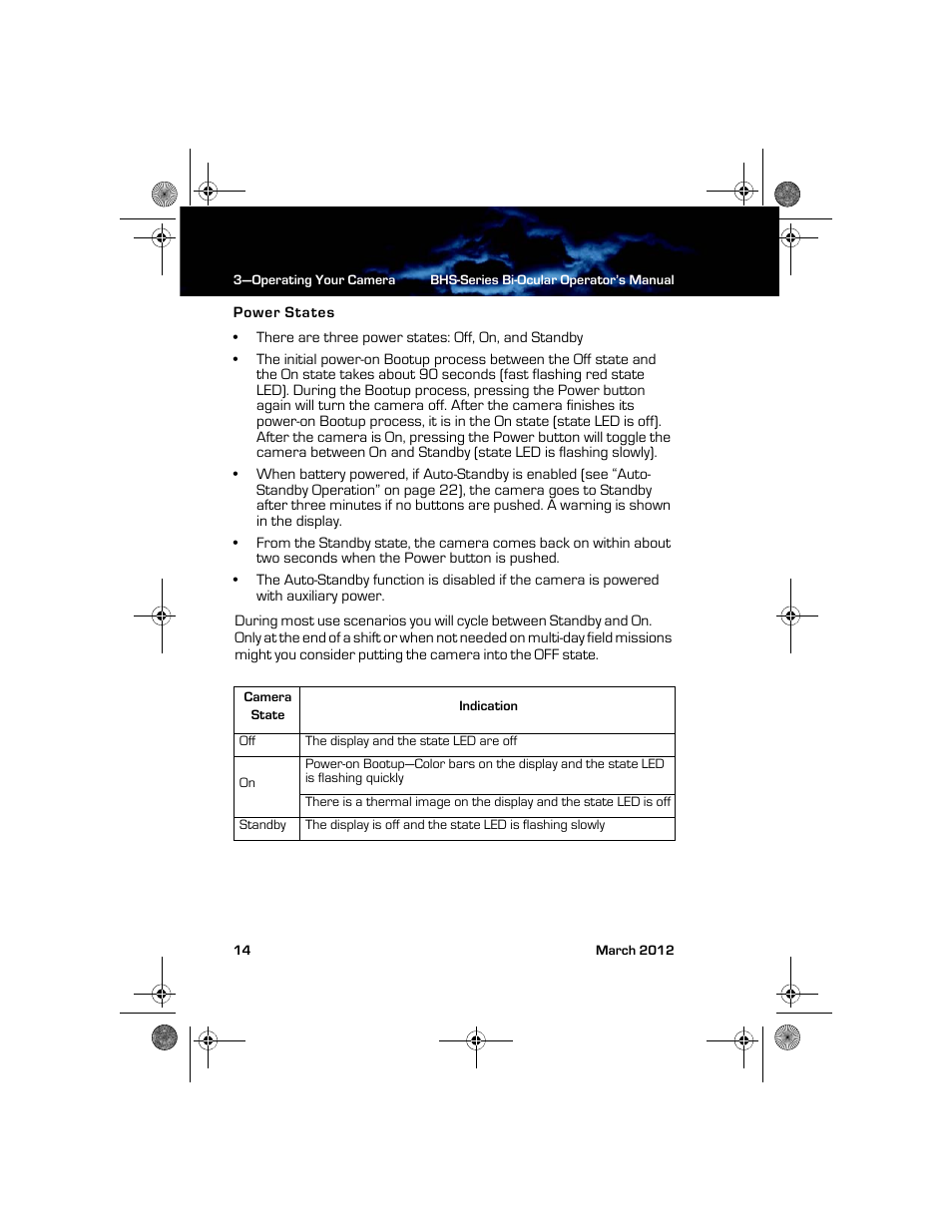Power states | Armasight TFT263BN0BHSXRP FLIR BHS-XR Command 640x480 Thermal Bi-ocular, no lens 30Hz, PAL User Manual | Page 20 / 38