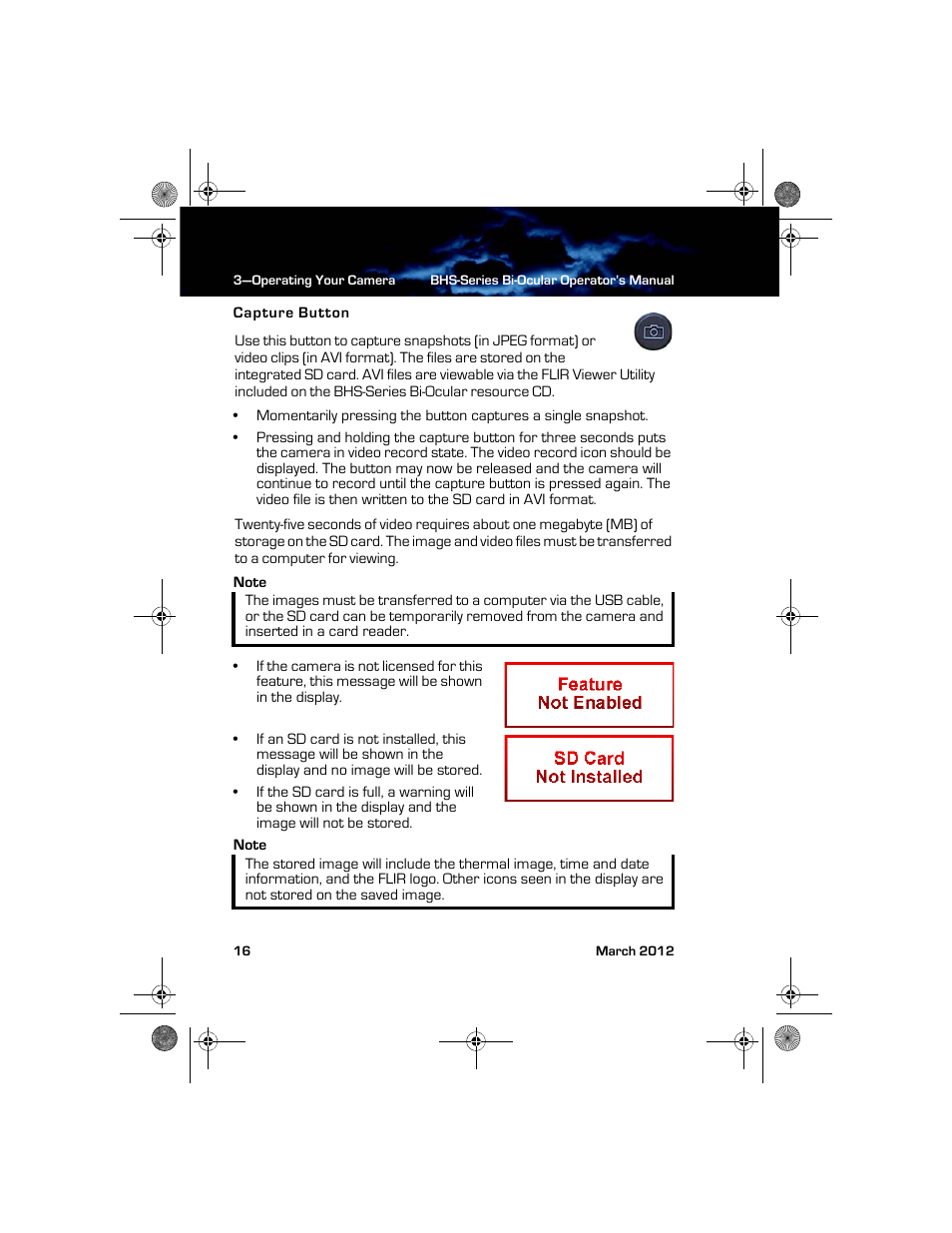 Capture button | Armasight TFT263BN0BHSXRP FLIR BHS-XR Command 640x480 Thermal Bi-ocular, no lens 30Hz, PAL User Manual | Page 22 / 38