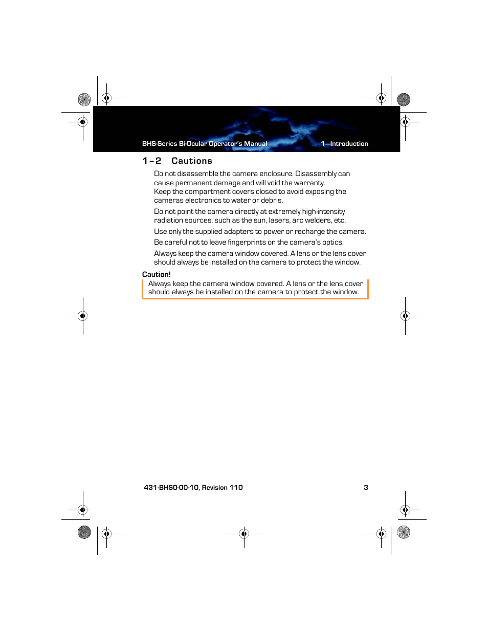 1–2 cautions, Cautions | Armasight TFT263BN0BHSXRP FLIR BHS-XR Command 640x480 Thermal Bi-ocular, no lens 30Hz, PAL User Manual | Page 9 / 38