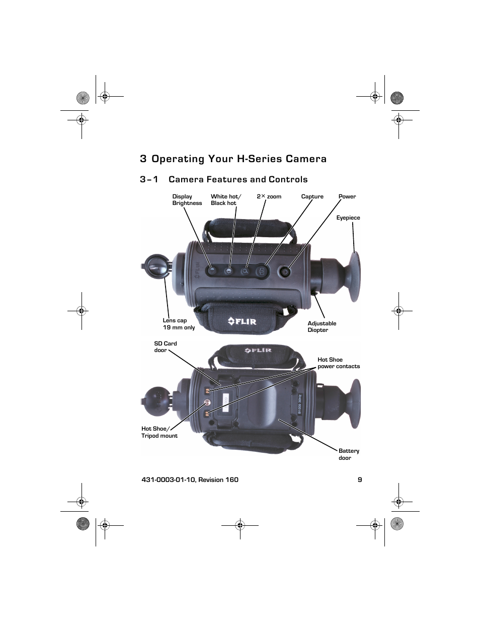 3 operating your h-series camera, 3–1 camera features and controls, Operating your h-series camera | Camera features and controls | Armasight TFT233MN9HN324P FLIR HS-324 Patrol 19mm 30Hz, NTSC User Manual | Page 15 / 40