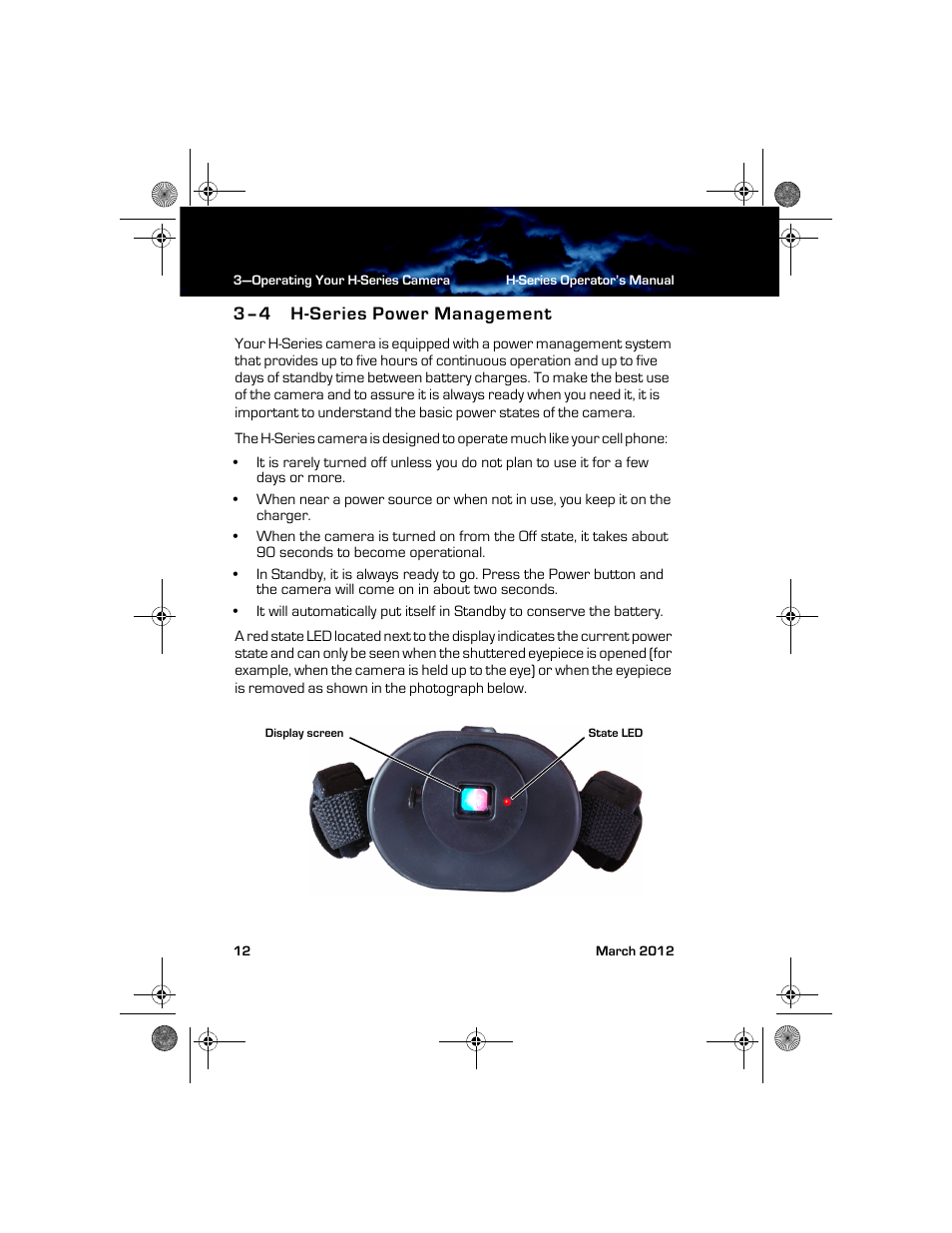 3–4 h-series power management, H-series power management | Armasight TFT233MN9HN324P FLIR HS-324 Patrol 19mm 30Hz, NTSC User Manual | Page 18 / 40