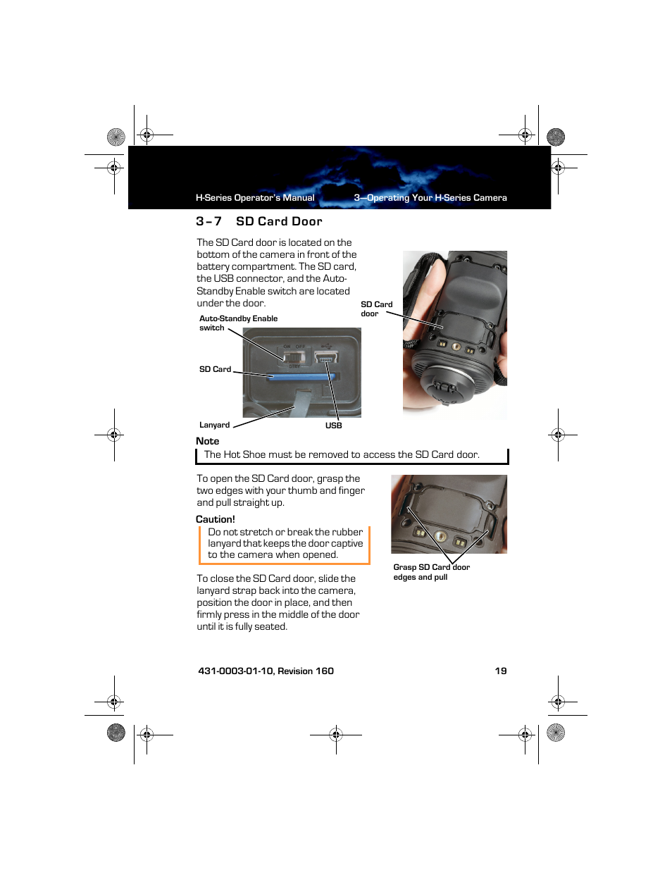 3–7 sd card door, Sd card door | Armasight TFT233MN9HN324P FLIR HS-324 Patrol 19mm 30Hz, NTSC User Manual | Page 25 / 40