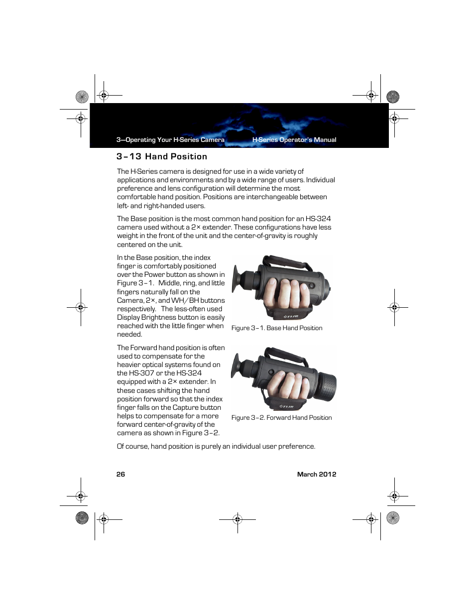 3–13 hand position, Hand position | Armasight TFT233MN9HN324P FLIR HS-324 Patrol 19mm 30Hz, NTSC User Manual | Page 32 / 40