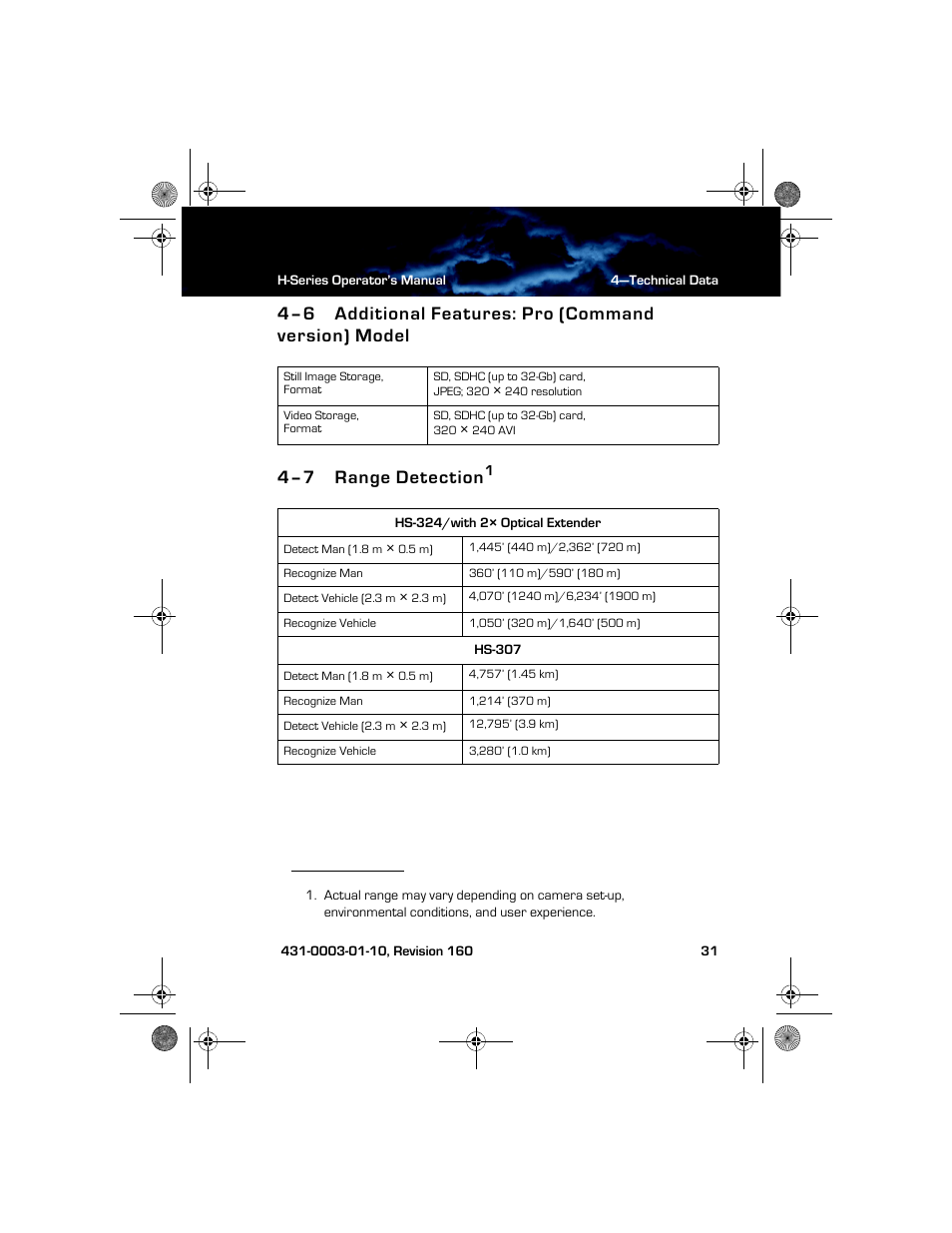 4–7 range detection | Armasight TFT233MN9HN324P FLIR HS-324 Patrol 19mm 30Hz, NTSC User Manual | Page 37 / 40