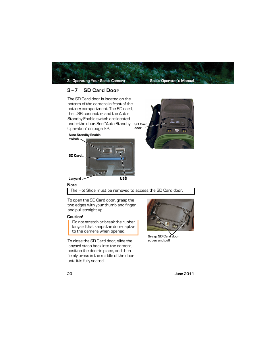 3–7 sd card door, Sd card door | Armasight TFT238MN6TS32RP FLIR Scout TS32R Pro 320x240 65mm monocular 8.3Hz, PAL User Manual | Page 24 / 38