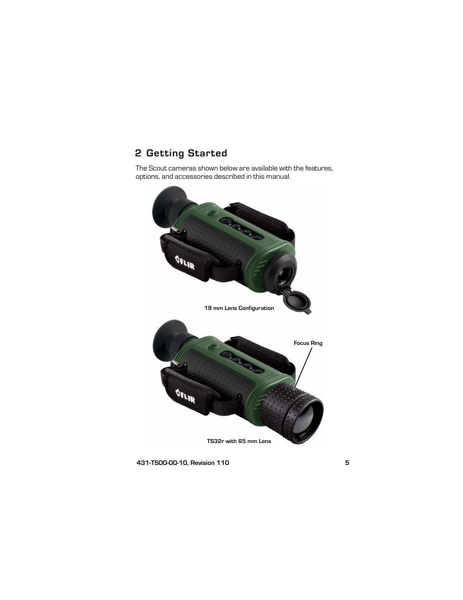 2 getting started, Getting started | Armasight TFT238MN6TS32RP FLIR Scout TS32R Pro 320x240 65mm monocular 8.3Hz, PAL User Manual | Page 9 / 38