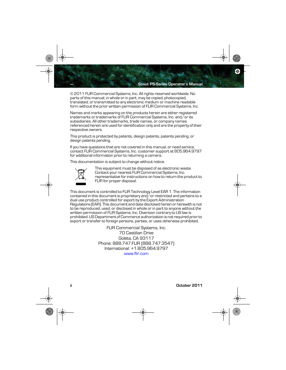 Armasight TFT227MN9PS2400 FLIR Scout PS24 240x180 monocular 7.5Hz, NTSC User Manual | Page 2 / 18