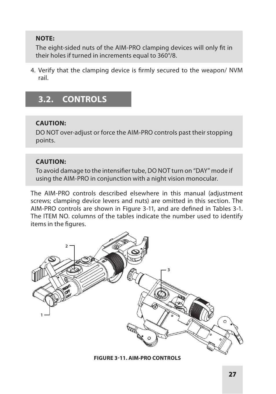 Controls | Armasight ANKI000049 AIM PRO-L Advanced Integrated Mount User Manual | Page 27 / 44