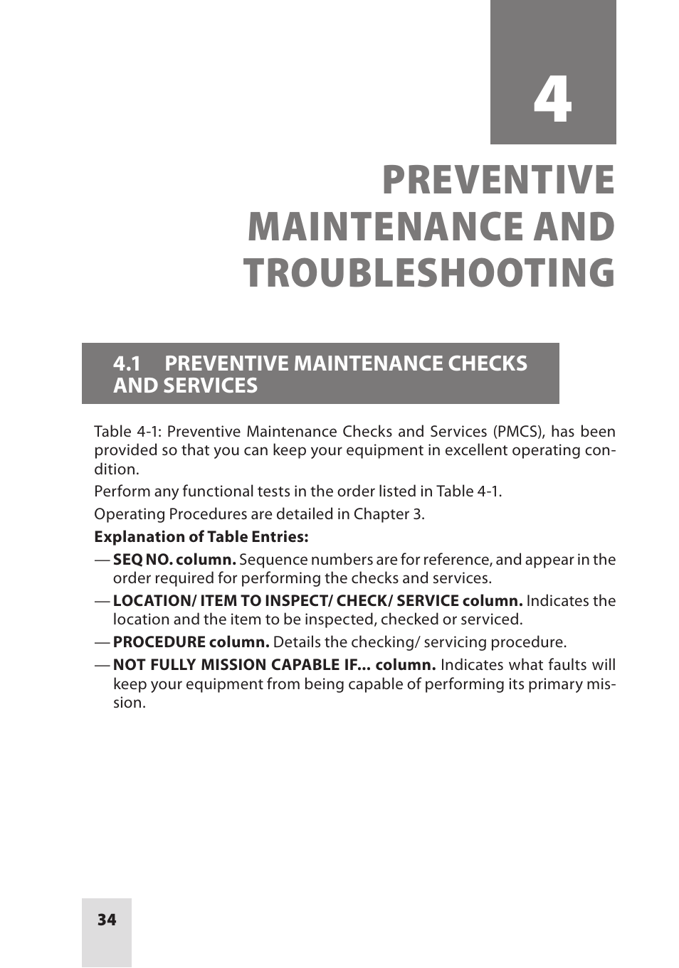 Preventive maintenance and troubleshooting | Armasight ANKI000049 AIM PRO-L Advanced Integrated Mount User Manual | Page 34 / 44