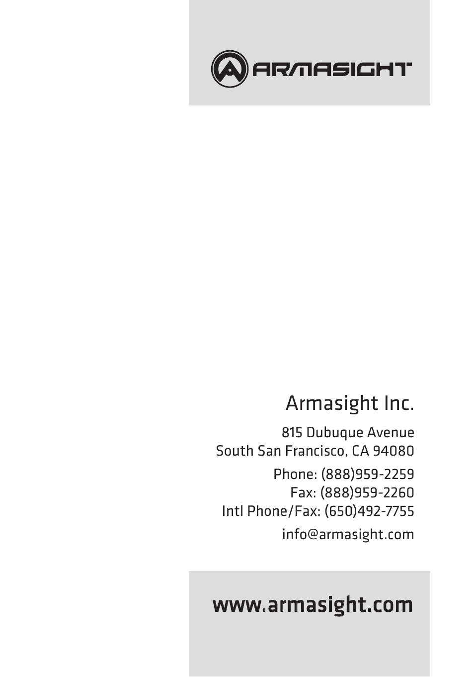 Armasight inc | Armasight ANKI000049 AIM PRO-L Advanced Integrated Mount User Manual | Page 44 / 44