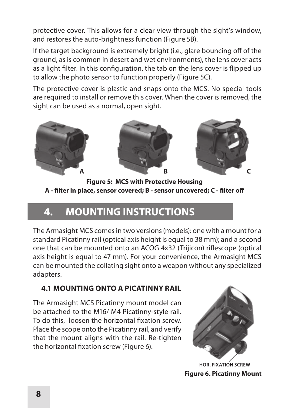 Mounting instructions | Armasight DAS01XX25MCSTA2 MCS-QR Tan Color with Quick Release Mount User Manual | Page 8 / 16