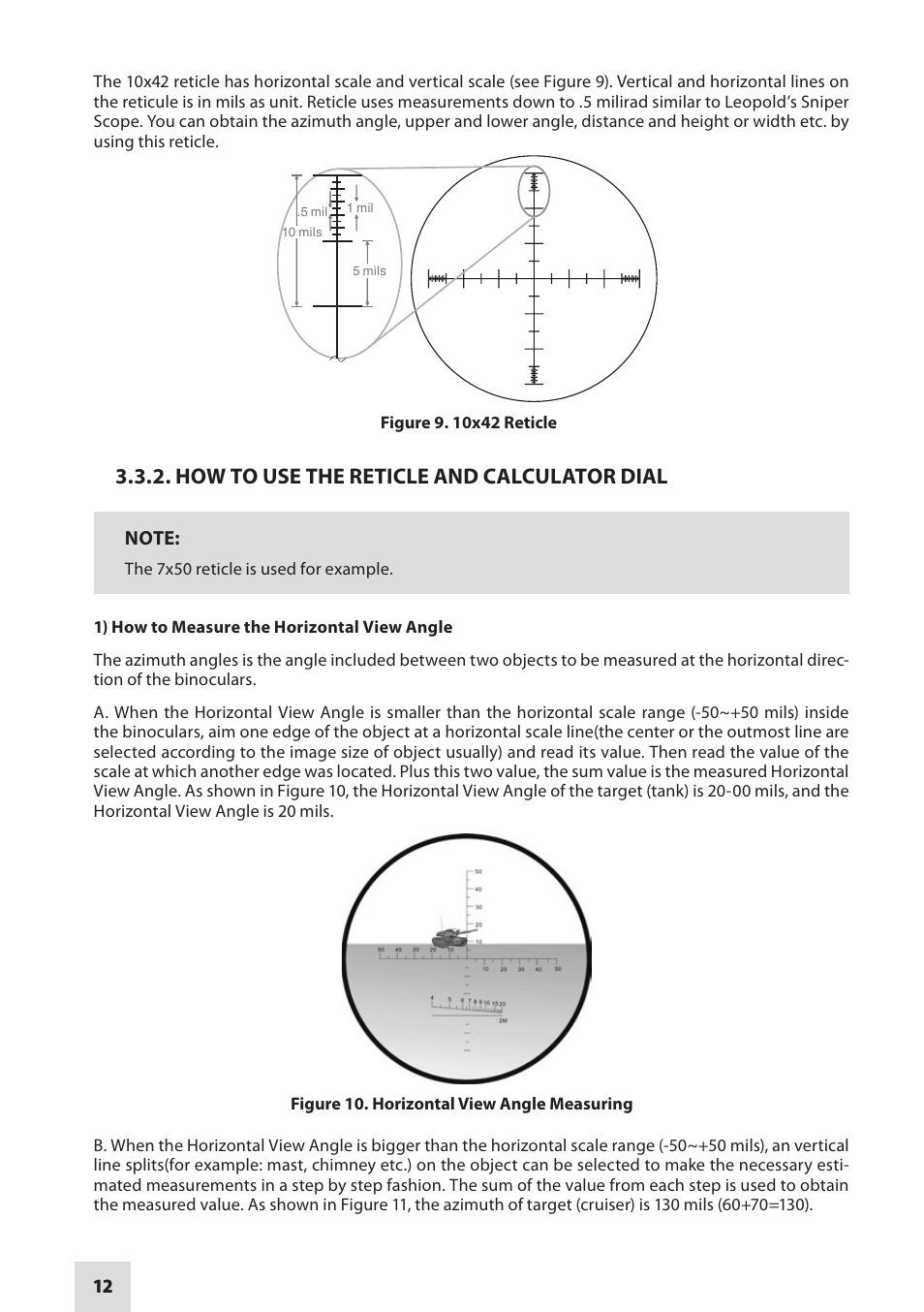 How to use the reticle and calculator dial | Armasight DAB10X42RF0ARM1 10x42 Binoculars User Manual | Page 12 / 20