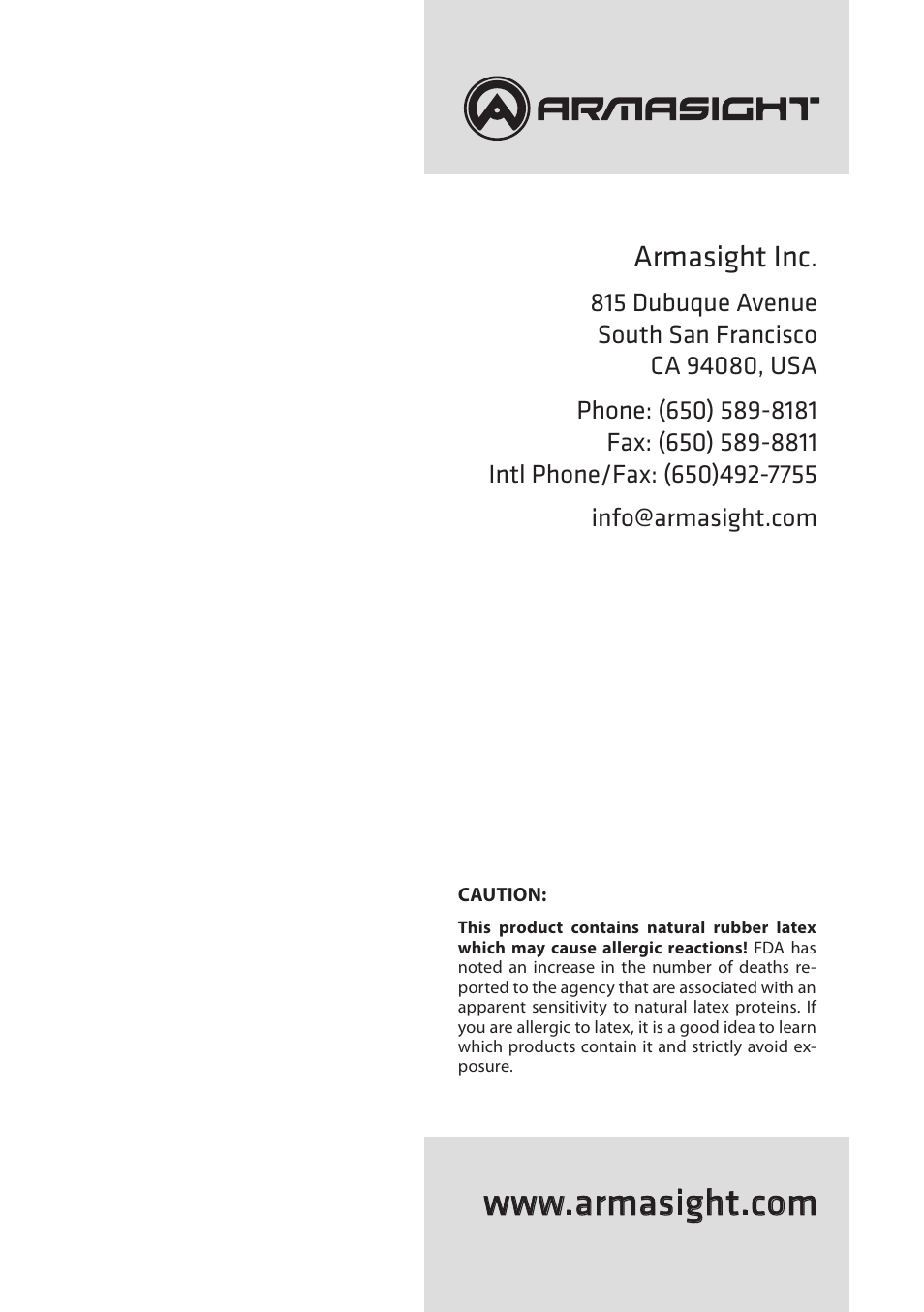Armasight inc | Armasight DAB10X42RF0ARM1 10x42 Binoculars User Manual | Page 20 / 20