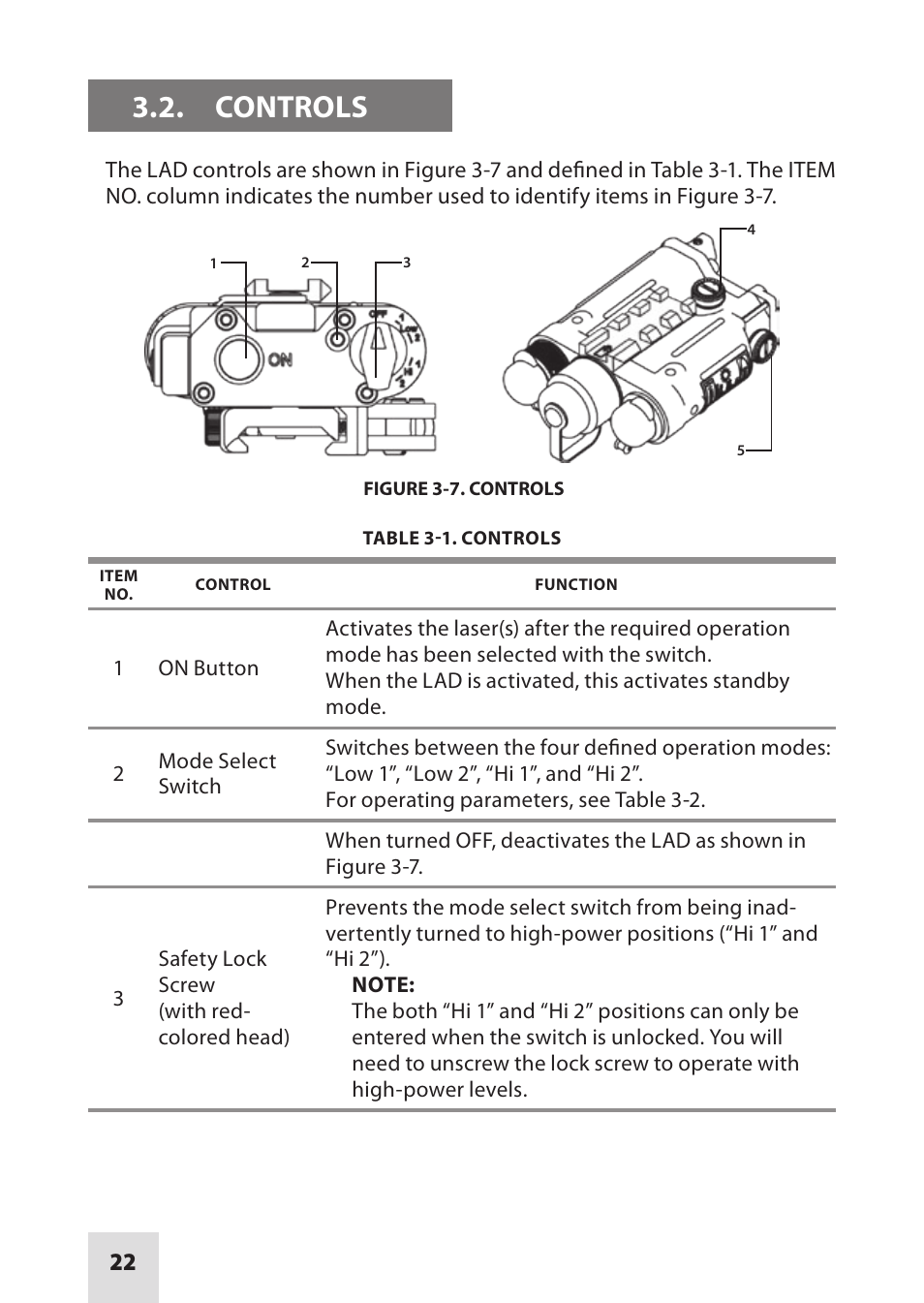 Controls | Armasight IAIR002LP000001 DRAKOS 2 Multi-Spectral Laser Aiming/ Illumination Devices User Manual | Page 22 / 36