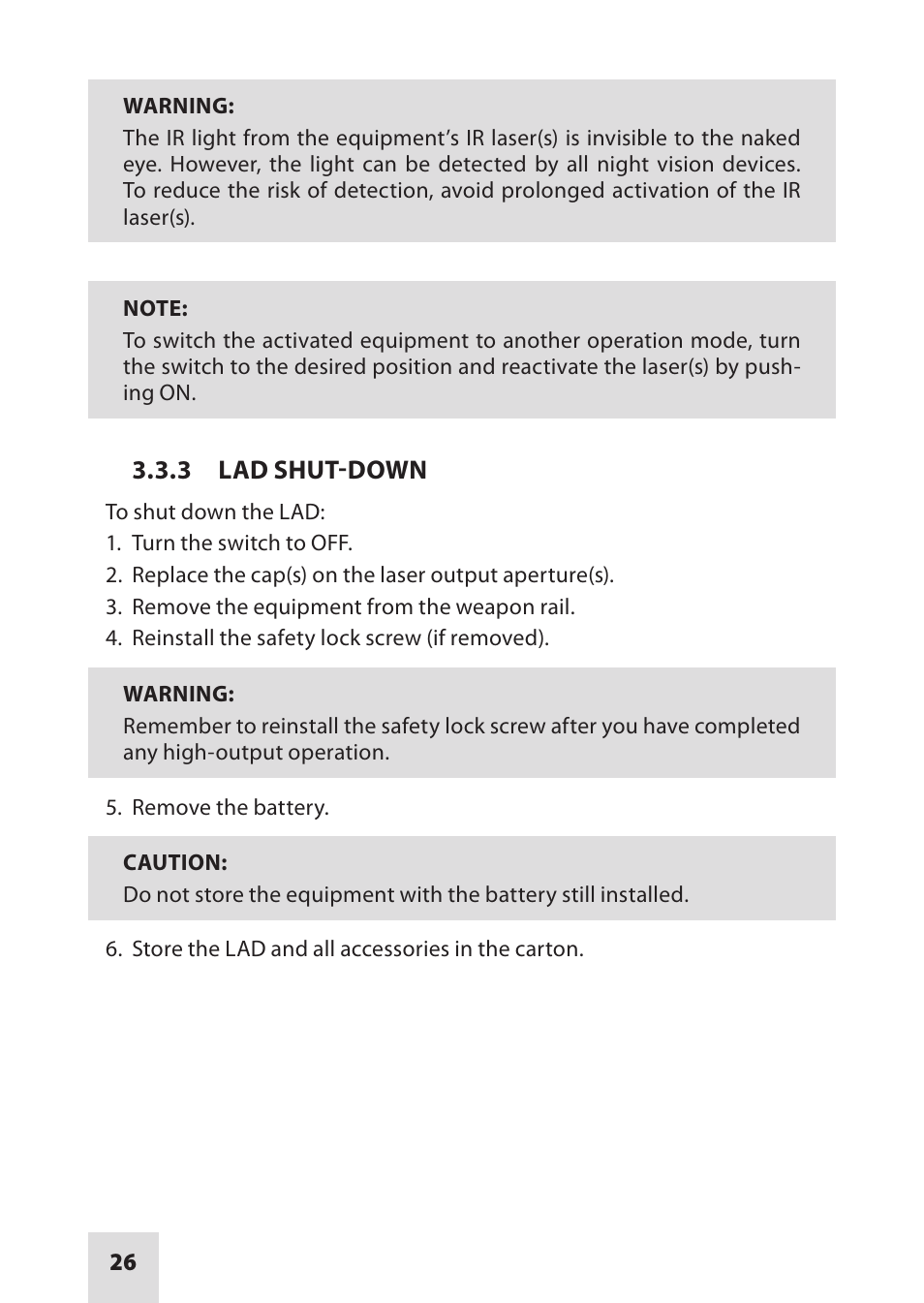 Armasight IAIR002LP000001 DRAKOS 2 Multi-Spectral Laser Aiming/ Illumination Devices User Manual | Page 26 / 36