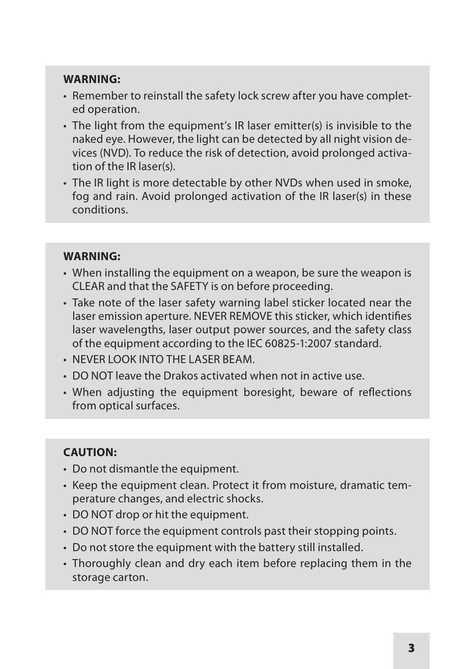 Armasight IAIR002LP000001 DRAKOS 2 Multi-Spectral Laser Aiming/ Illumination Devices User Manual | Page 3 / 36