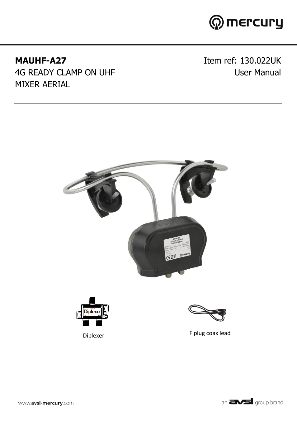 AVSL 130.022 MAUHF-A27 User Manual | 4 pages