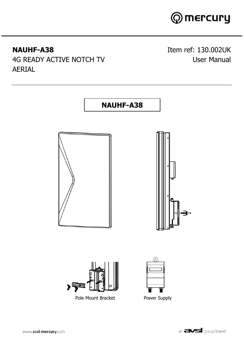 AVSL 130.002 NAUHF-A38 User Manual | 4 pages