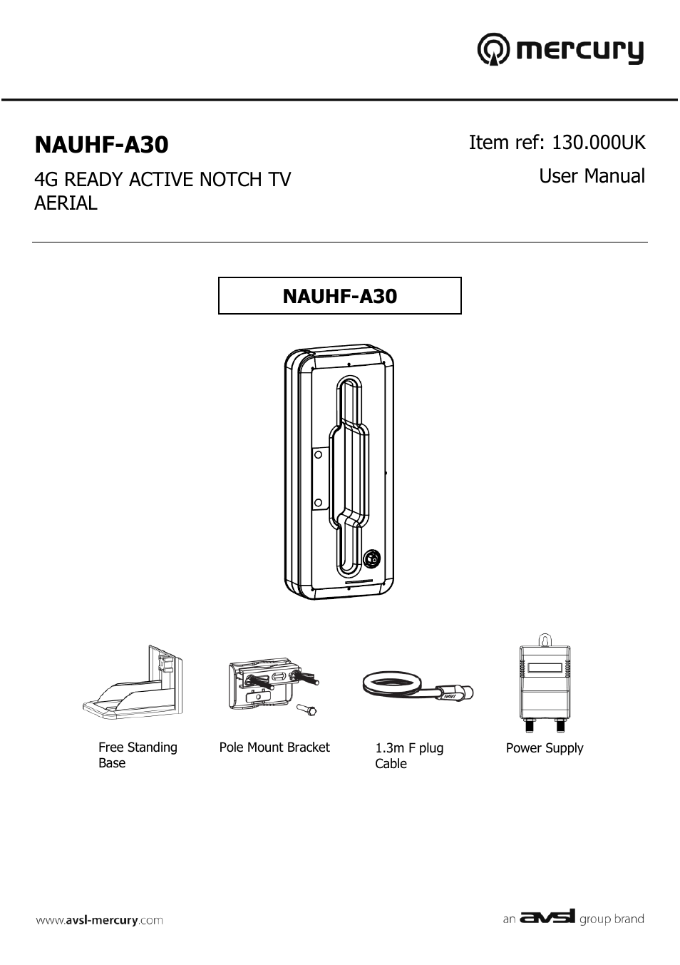 AVSL 130.000 NAUHF-A30 User Manual | 4 pages