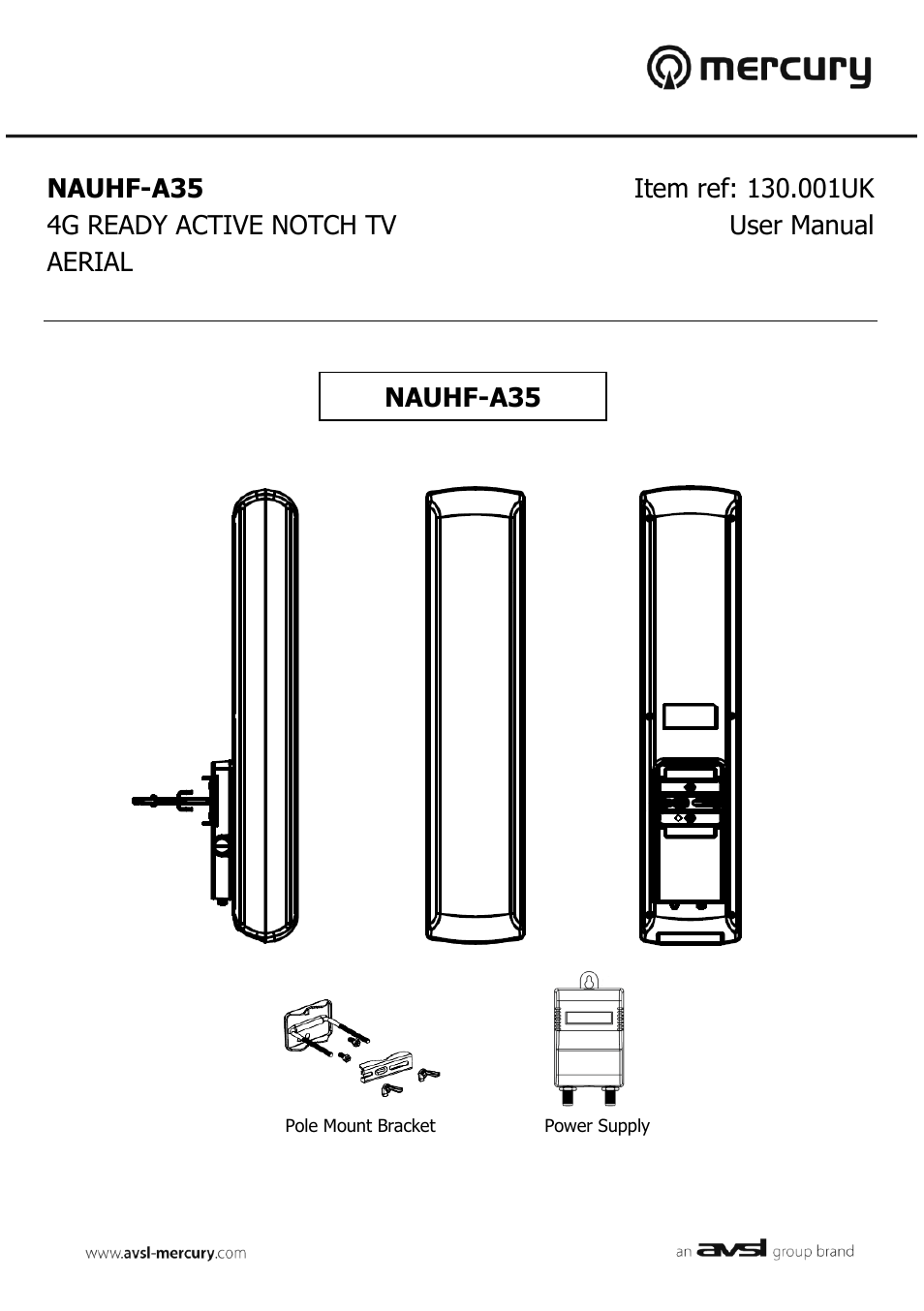 AVSL 130.001 NAUHF-A35 User Manual | 4 pages