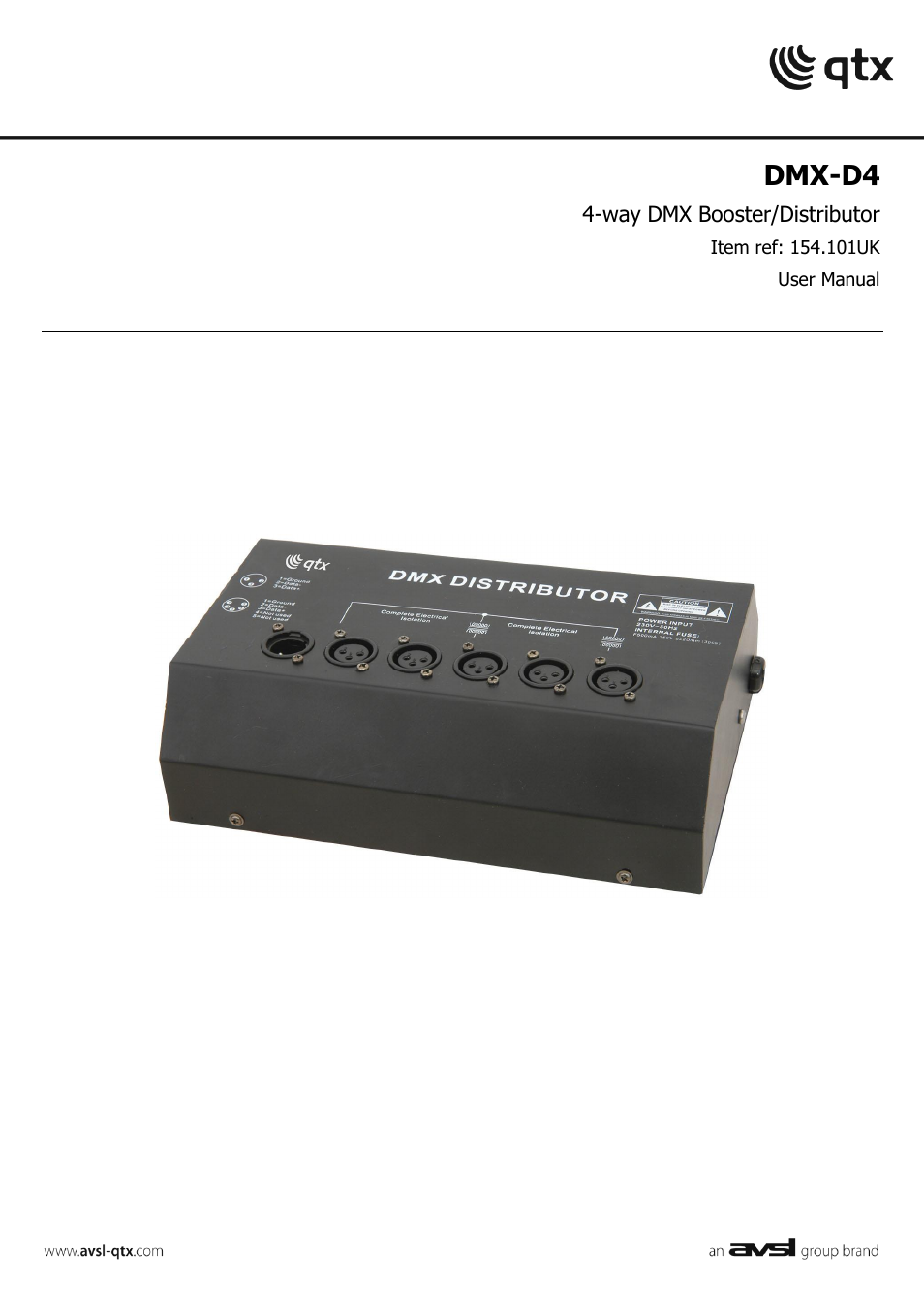 AVSL 154.101 DMX-D4 User Manual | 2 pages