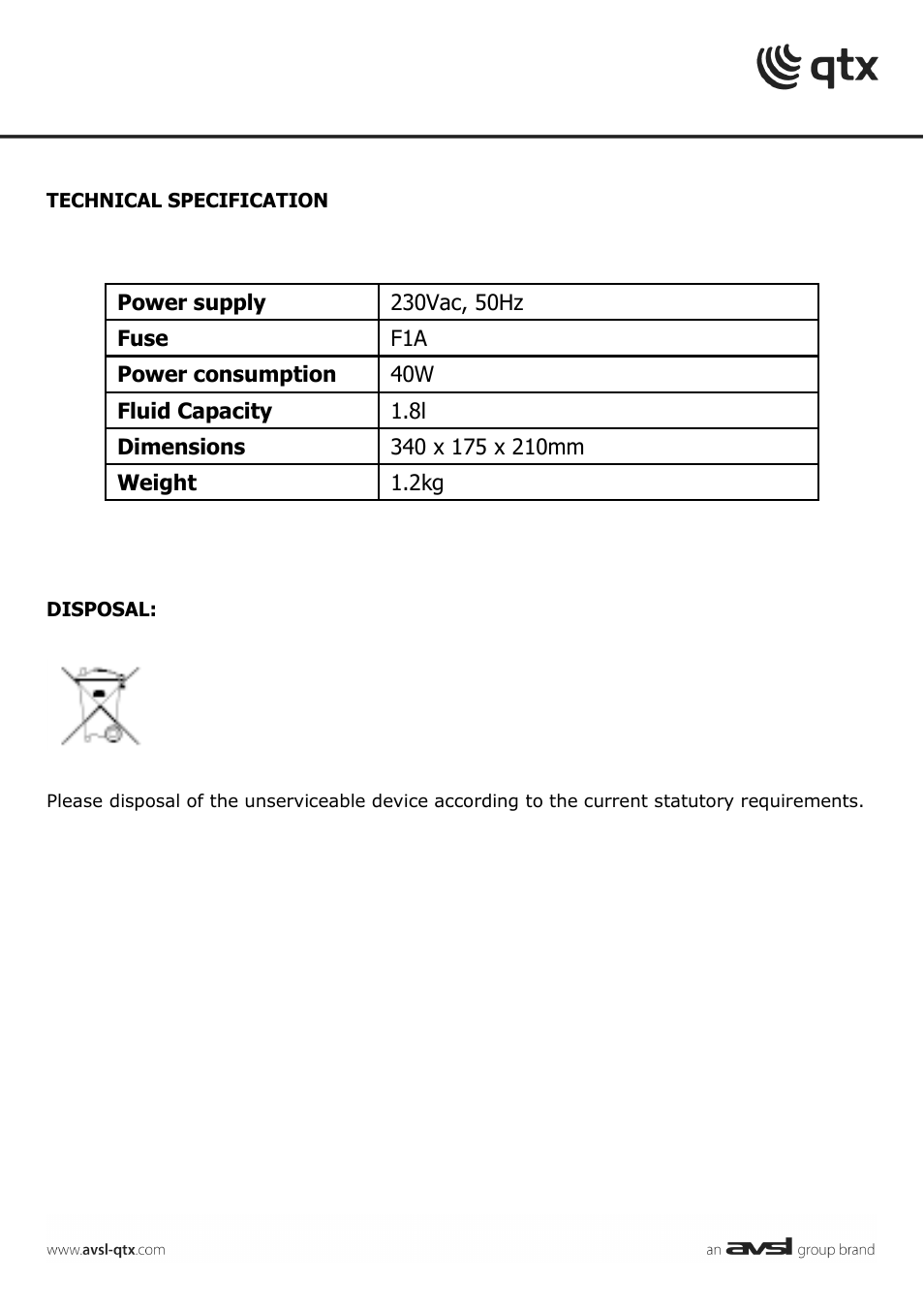 AVSL 160.560 QTFX-B3 User Manual | Page 9 / 10