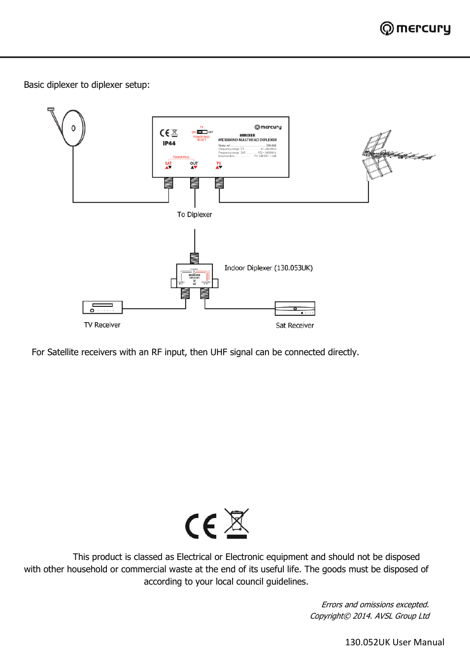 AVSL 130.052 MMIXER/SATELLITE User Manual | Page 2 / 2