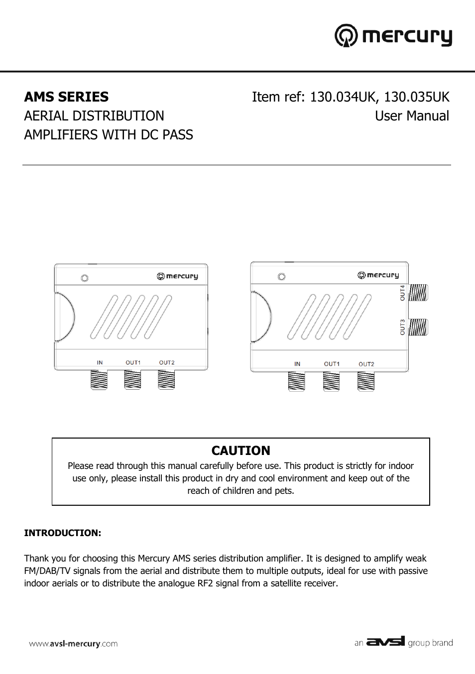 AVSL 130.035 AMS SERIES User Manual | 5 pages