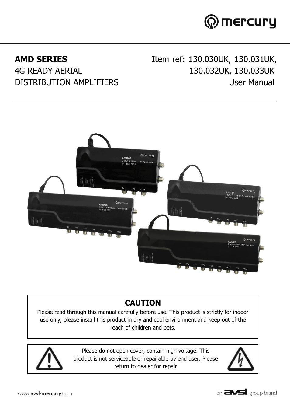 AVSL 130.030-130.033 AMD SERIES User Manual | 4 pages