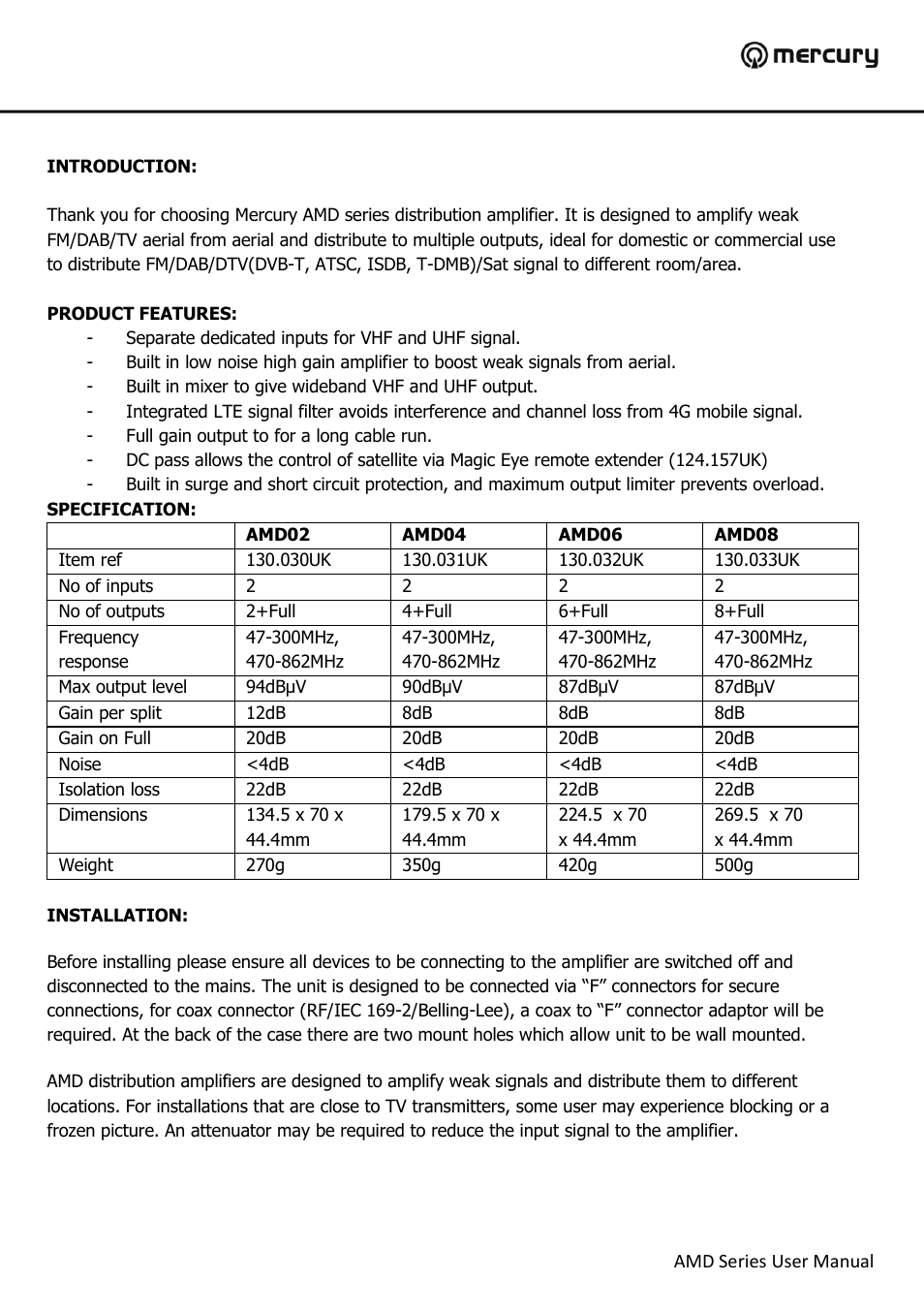 AVSL 130.030-130.033 AMD SERIES User Manual | Page 2 / 4