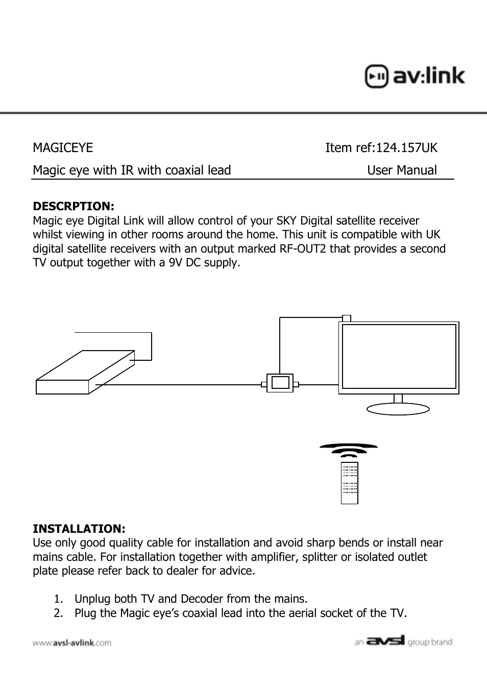 AVSL 124.157 MAGIC EYE User Manual | 2 pages