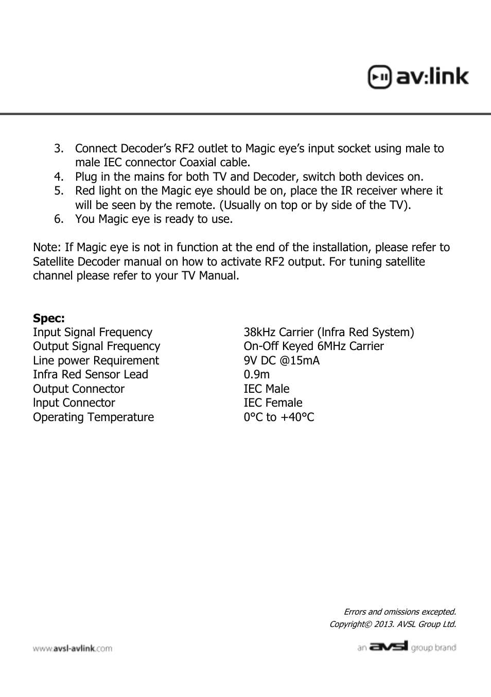 AVSL 124.157 MAGIC EYE User Manual | Page 2 / 2