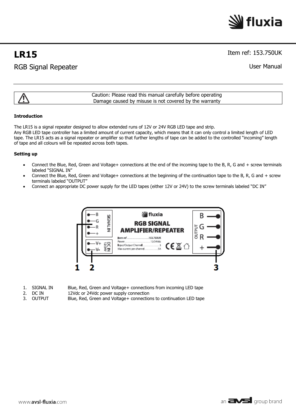 AVSL 153.750 LR15 User Manual | 4 pages