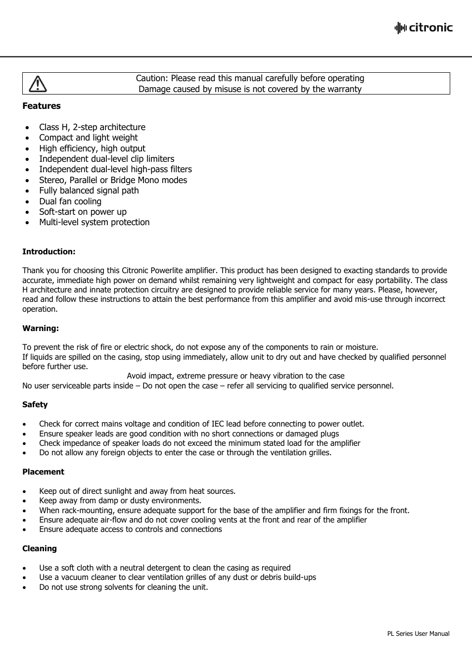 AVSL Citronic PL3200 User Manual | Page 2 / 4