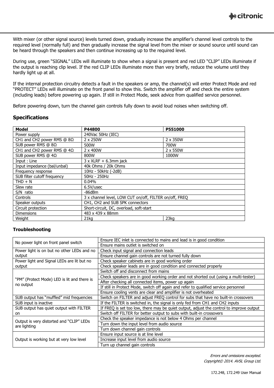 AVSL Citronic P44800 User Manual | Page 4 / 4