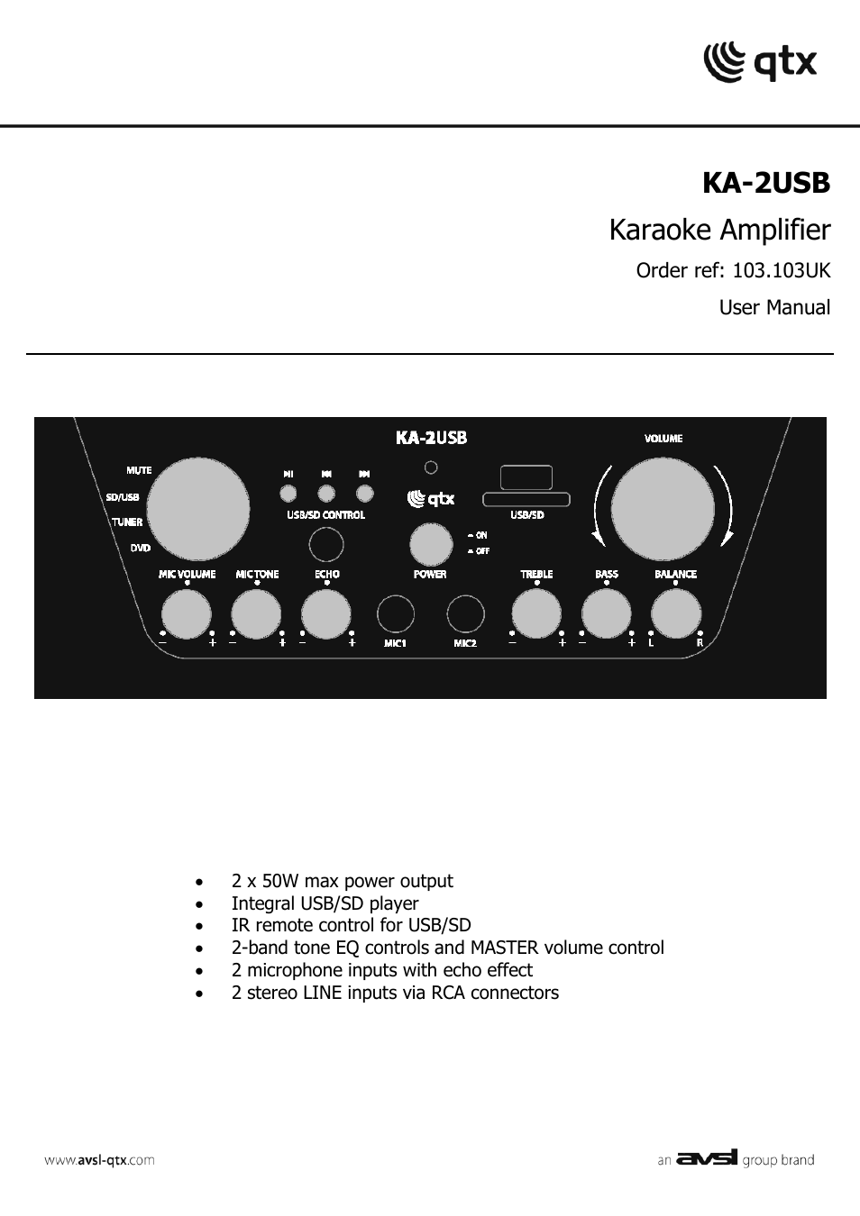 AVSL 103.103 KA-2USB User Manual | 6 pages