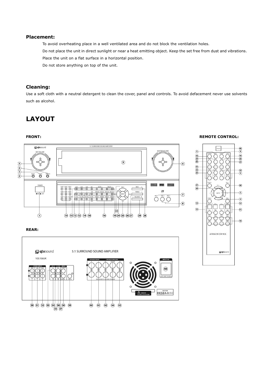 Layout, Placement, Cleaning | AVSL 103.153 KA-5.1 User Manual | Page 2 / 4