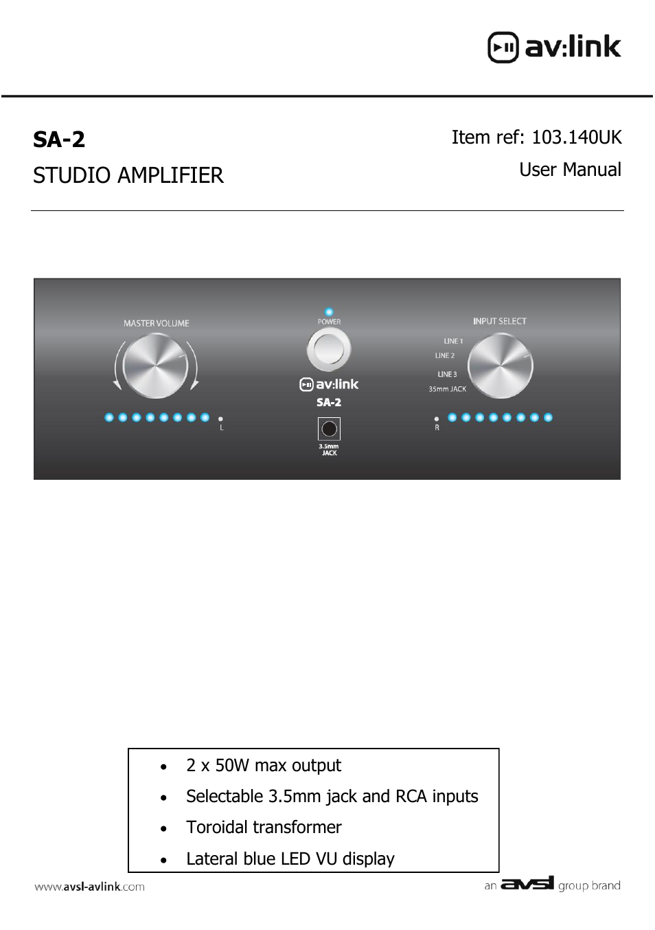 AVSL 103.140 SA-2 User Manual | 4 pages