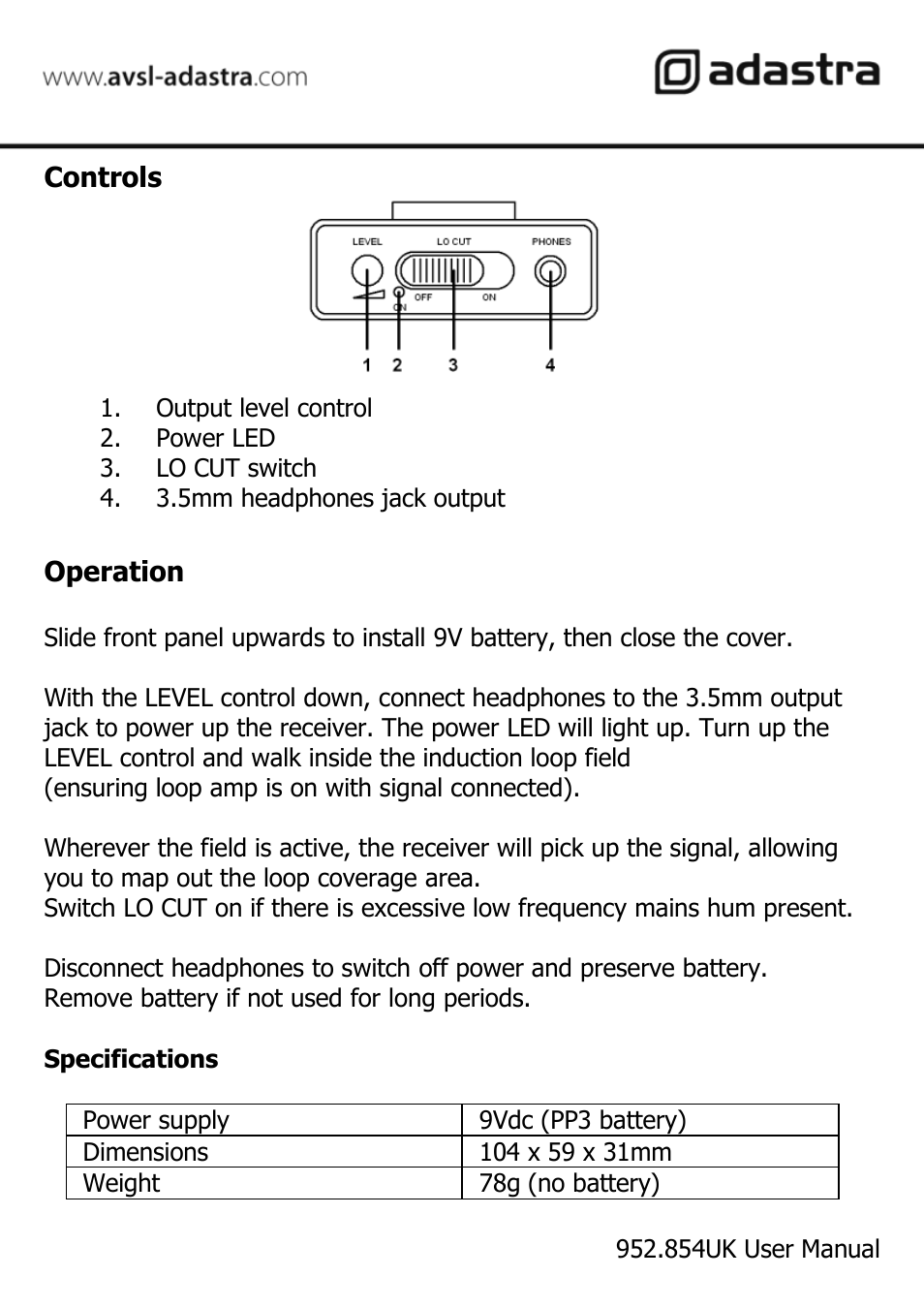 AVSL 952.854 LR1 User Manual | Page 2 / 2