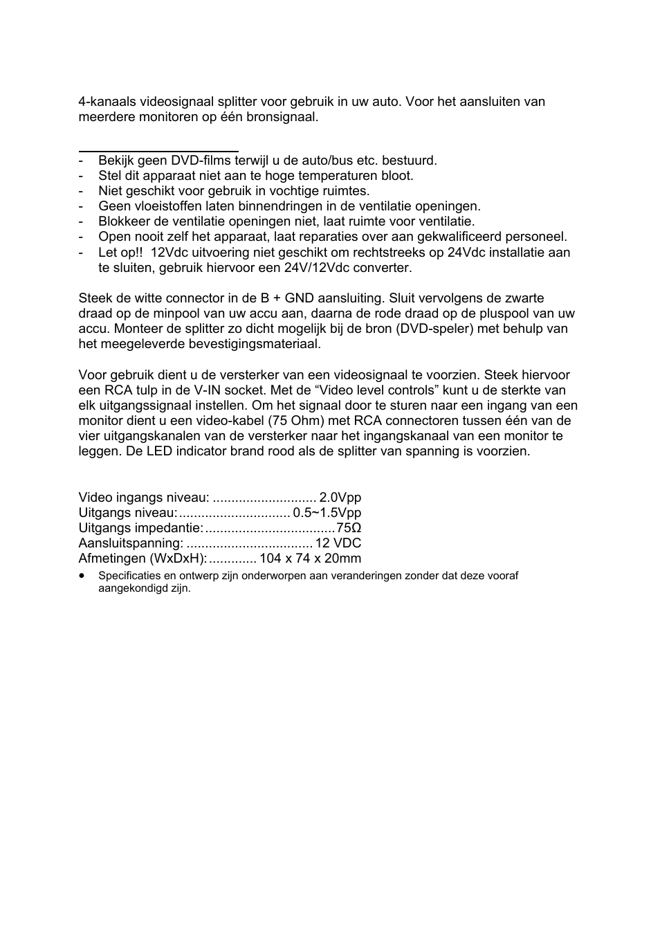 AVSL 210.903 VIDEO AMPLIFIER/SPLITTER 4 CH User Manual | Page 3 / 6