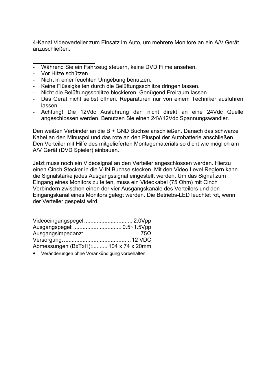 AVSL 210.903 VIDEO AMPLIFIER/SPLITTER 4 CH User Manual | Page 5 / 6