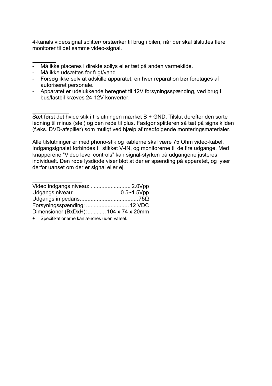 AVSL 210.903 VIDEO AMPLIFIER/SPLITTER 4 CH User Manual | Page 6 / 6