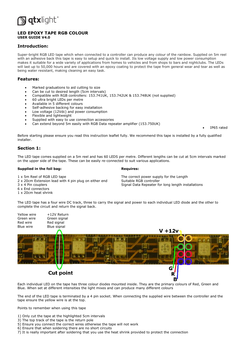 AVSL 153.720 LED EPOXY TAPE RGB COLOUR User Manual | 2 pages