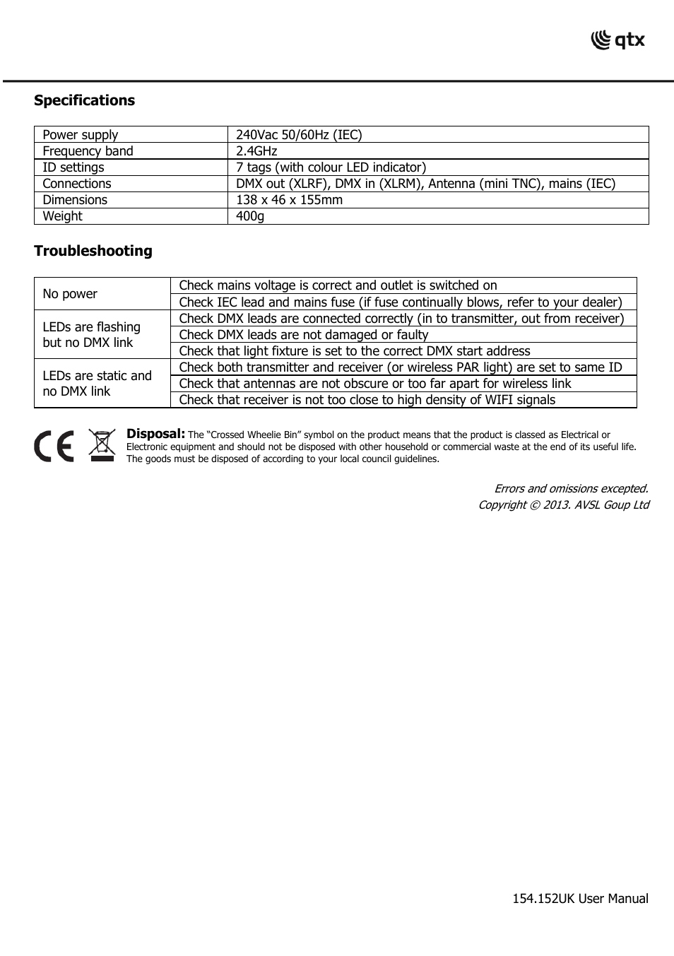 AVSL 154.152 WDMX-2 User Manual | Page 4 / 4