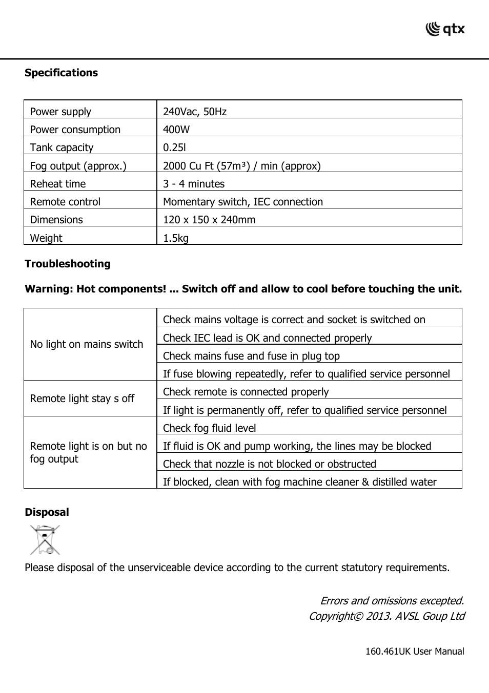 AVSL 160.461 QTFX-400 User Manual | Page 4 / 5
