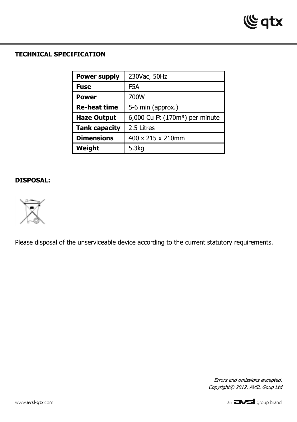 AVSL 160.458 FH-700 User Manual | Page 10 / 10