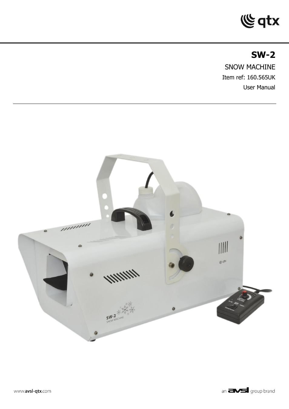 AVSL 160.565 SW-2 SNOW MACHINE User Manual | 6 pages