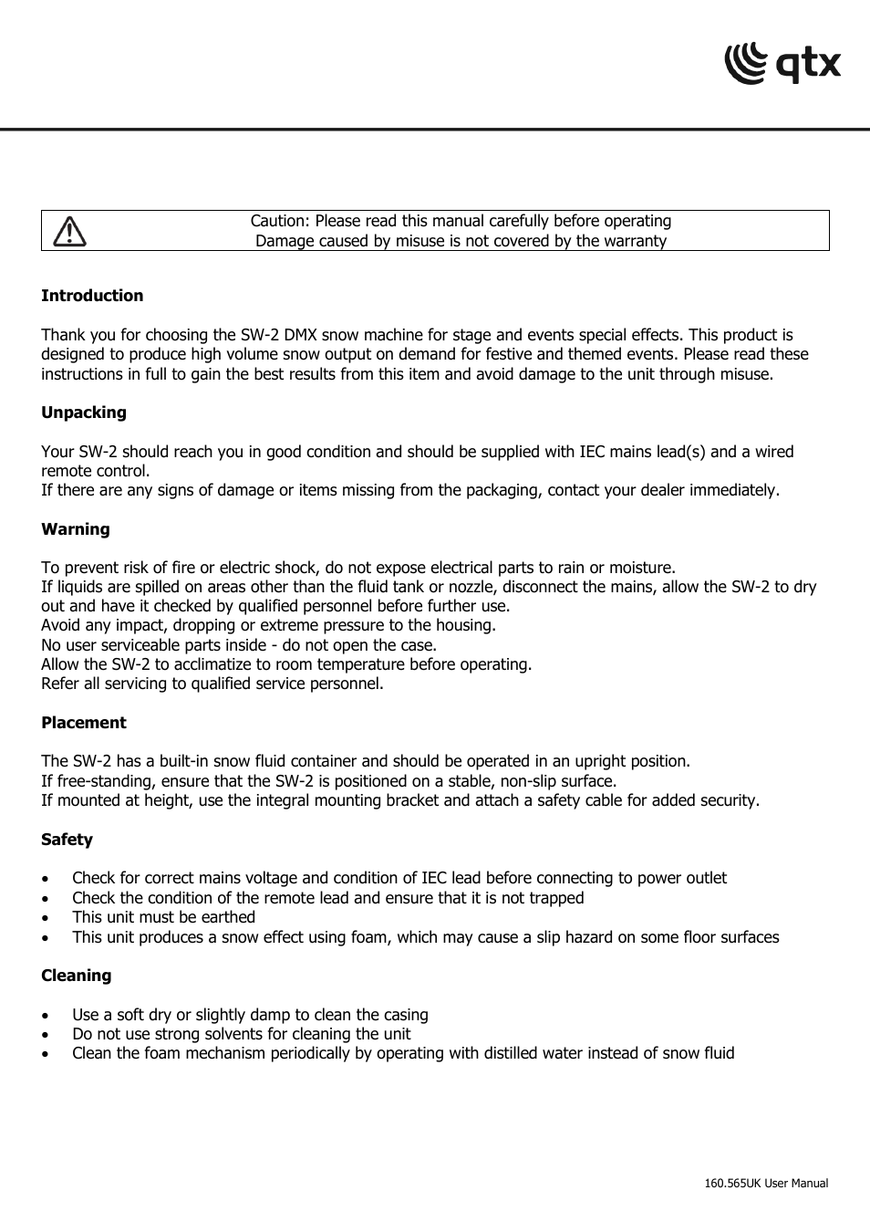 AVSL 160.565 SW-2 SNOW MACHINE User Manual | Page 2 / 6